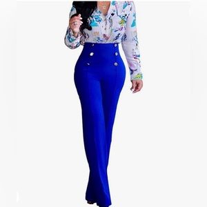 Blue High Waist Sailors Pants NWOT